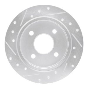 Ford Fiesta Brake Rotor (1) - Rear Right - R1 Concepts - Drilled & Slotted - Silver - `01-`19